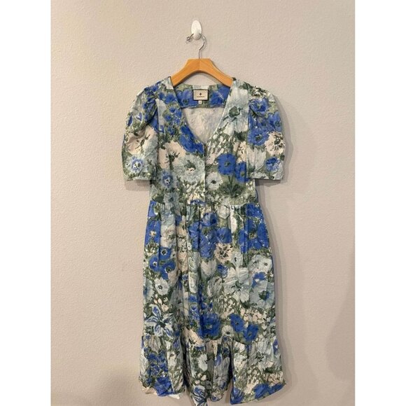 Tuckernuck Women’s Jardin De Fleurs Violetta Midi Dress Sz S - Picture 2 of 6